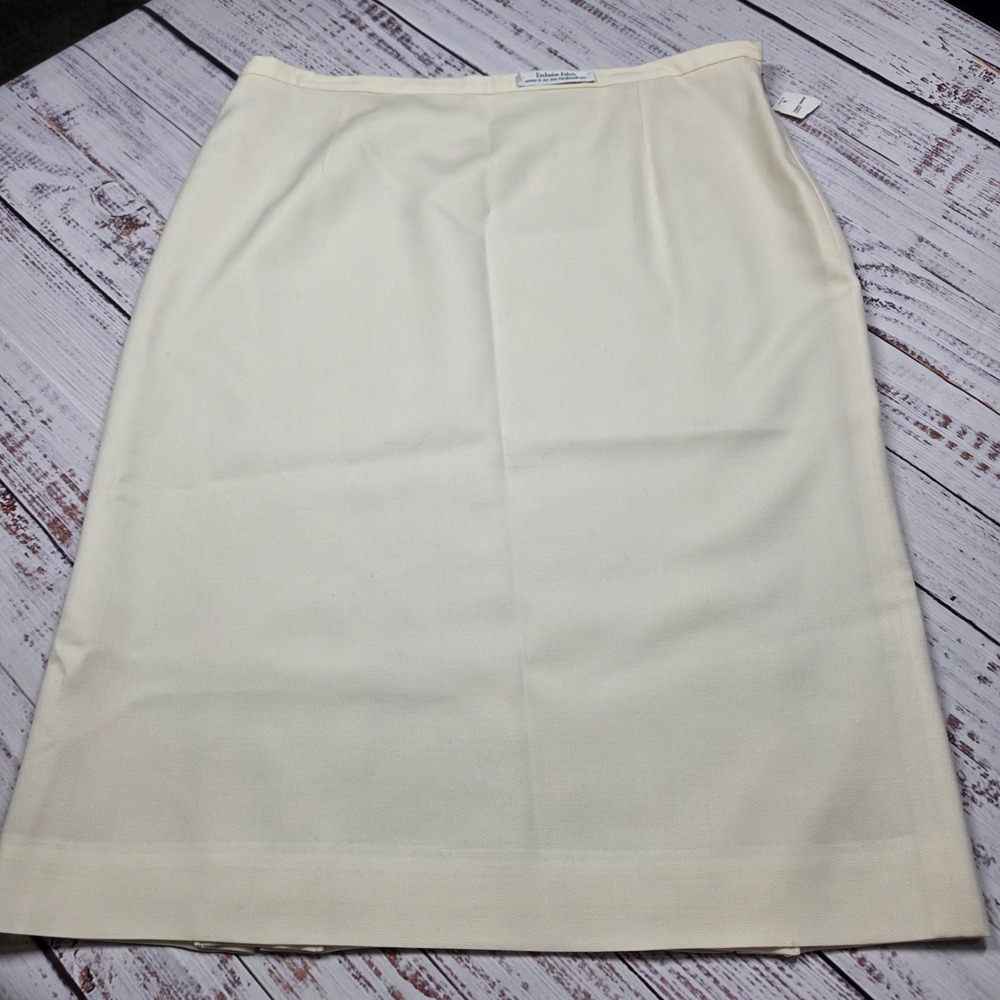 Pendleton Pencil Skirt Womens 14 Cream NWT Wool Pleated Back Vents Made in USA